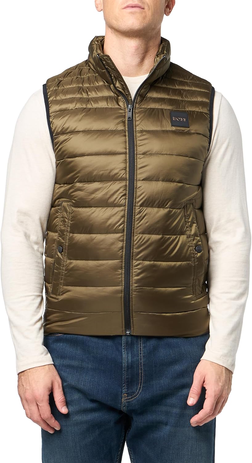 

BOSS Мужская легкая пуховая жилетка с логотипом из нейлона, Beech Green