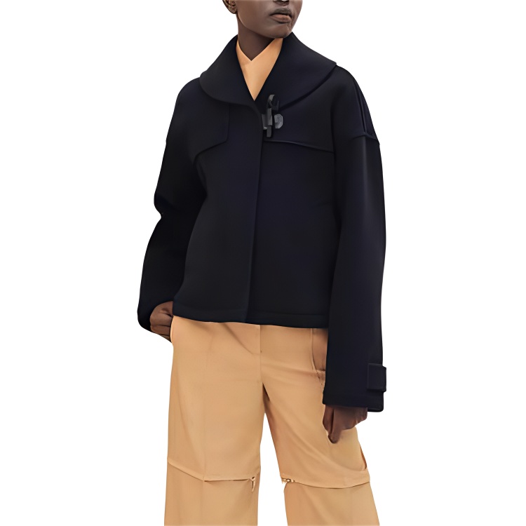 

Пальто женское с лацканами, умеренно прямое HERMES, черный синий