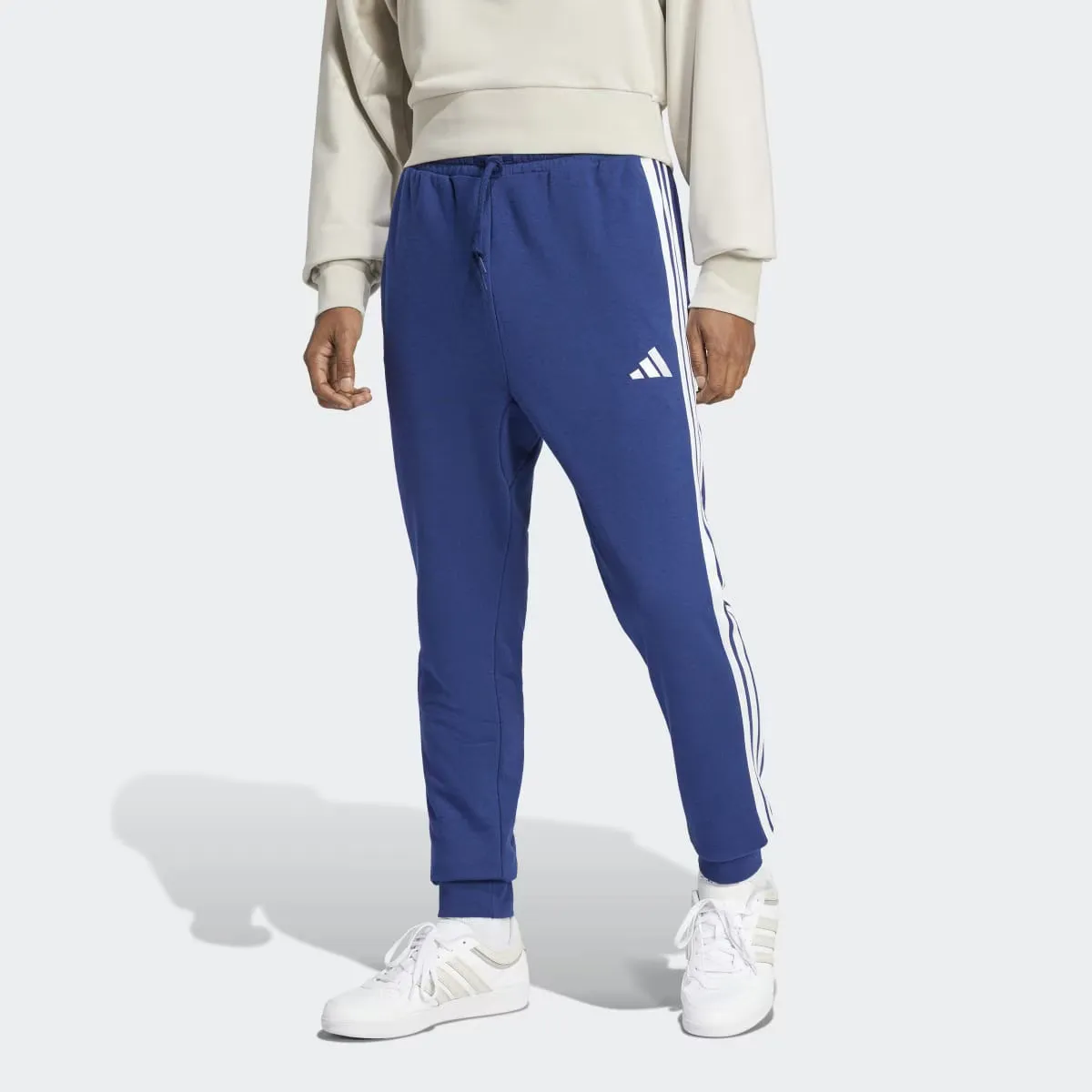 

Мужские базовые французские махровые брюки Adidas в 3 полоски, синий