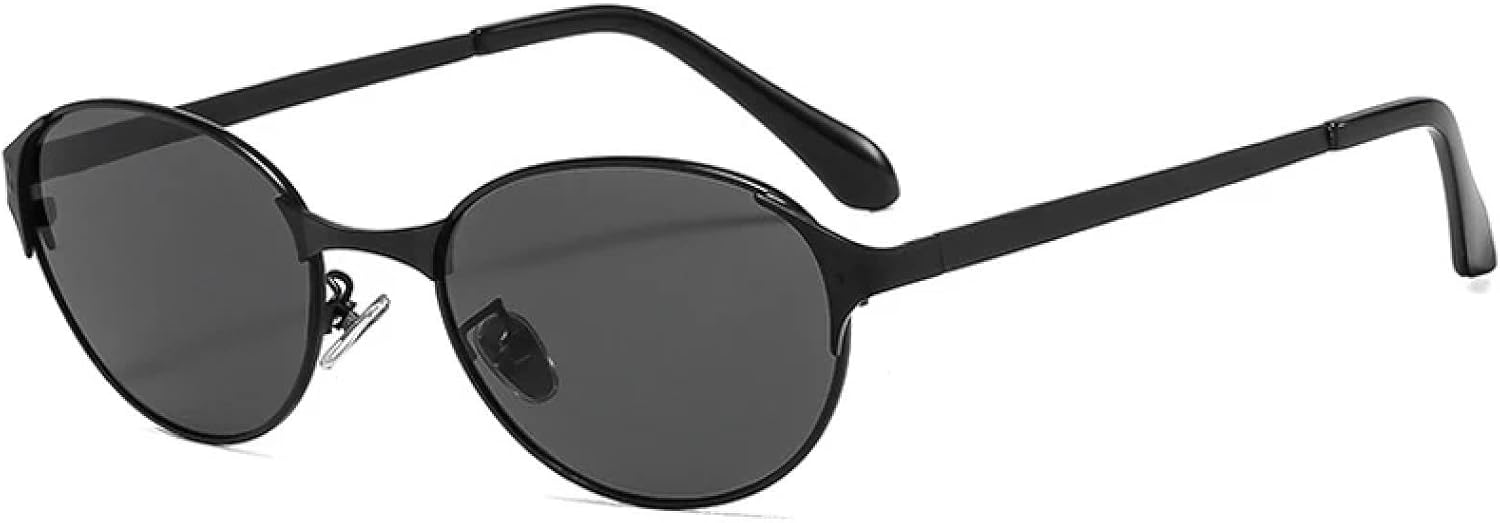 

Модные овальные солнцезащитные очки в стиле металл-панк для женщин, роскошные солнцезащитные очки для мужчин, для активного отдыха, путешествий и вождения, женские очки с защитой от УФ-излучения UV400 TKKTLLT, Black Gray