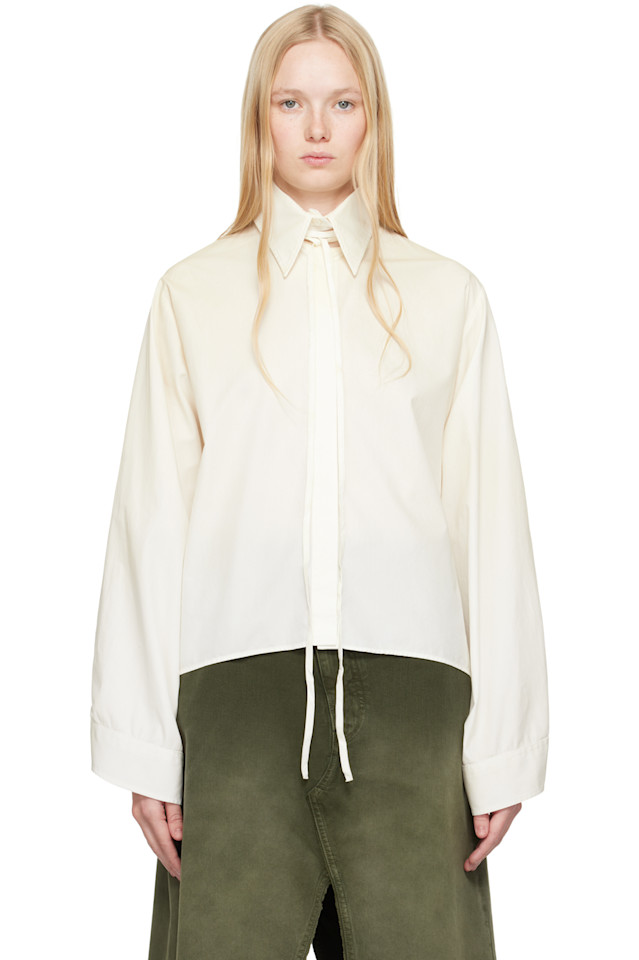 

Легкая хлопковая поплиновая рубашка с длинным рукавом Mm6 Maison Margiela, белый