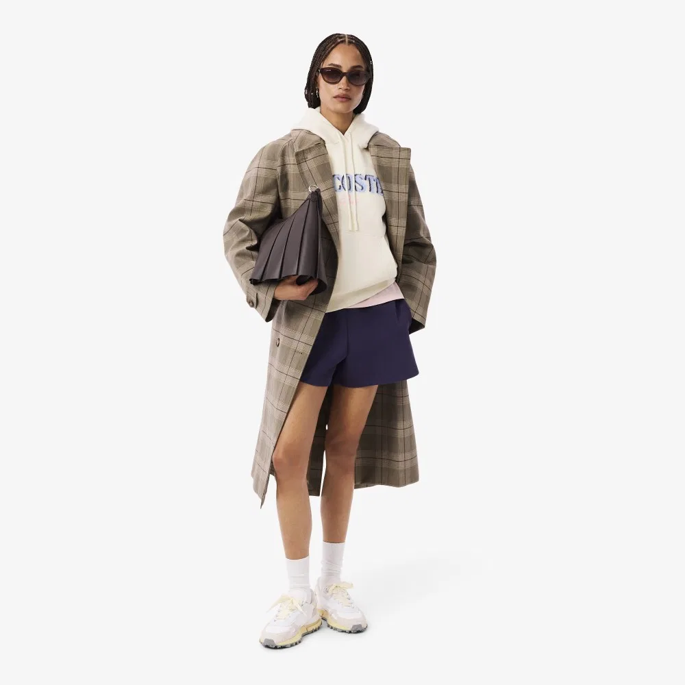 Худи Lacoste Fluffy Lettering, женский, флисовый, кремовый — фото 4