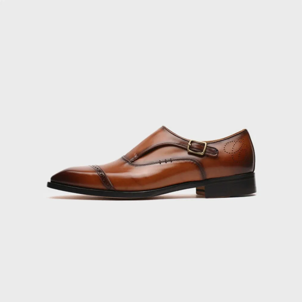 Мужские коричневые туфли монки Single Monk Strap от Clato