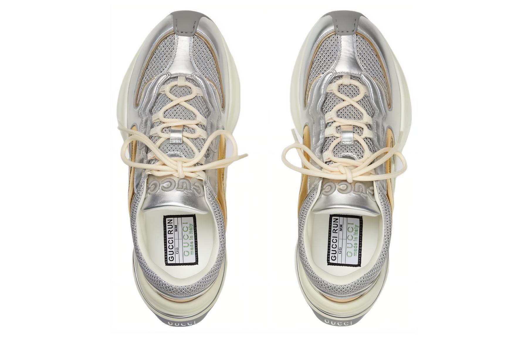 Женские беговые кроссовки 'Silver Gold Metallic' GUCCI — фото 4