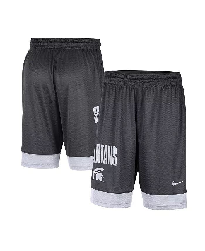 

Мужские темно-серые, белые шорты быстрого разрыва Michigan State Spartans Nike