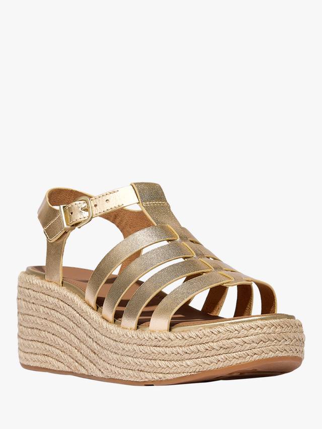 Кожаные босоножки на платформе в рыбацком стиле FitFlop, цвет Platino — фото 2
