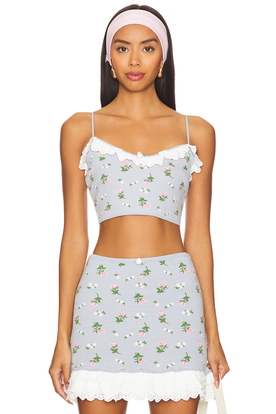 

Амалия трикотажный укороченный топ For Love & Lemons, синий