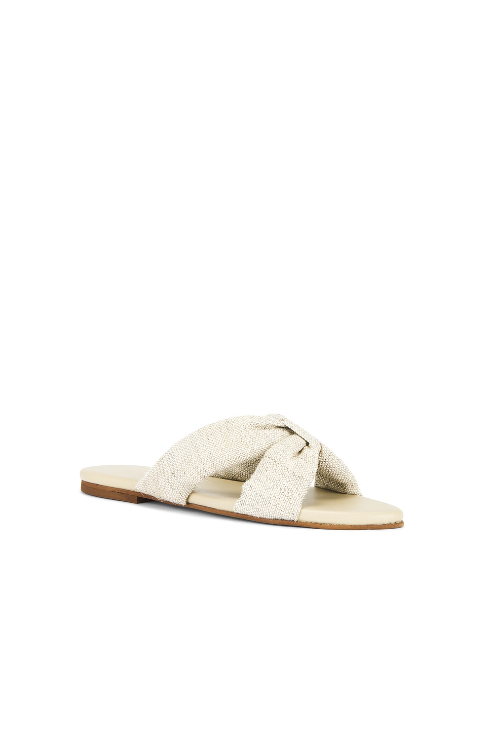 Кожаная сандалия с перекрестными ремешками Banha chunky criss cross linen sandal Kaanas, oat — фото 2