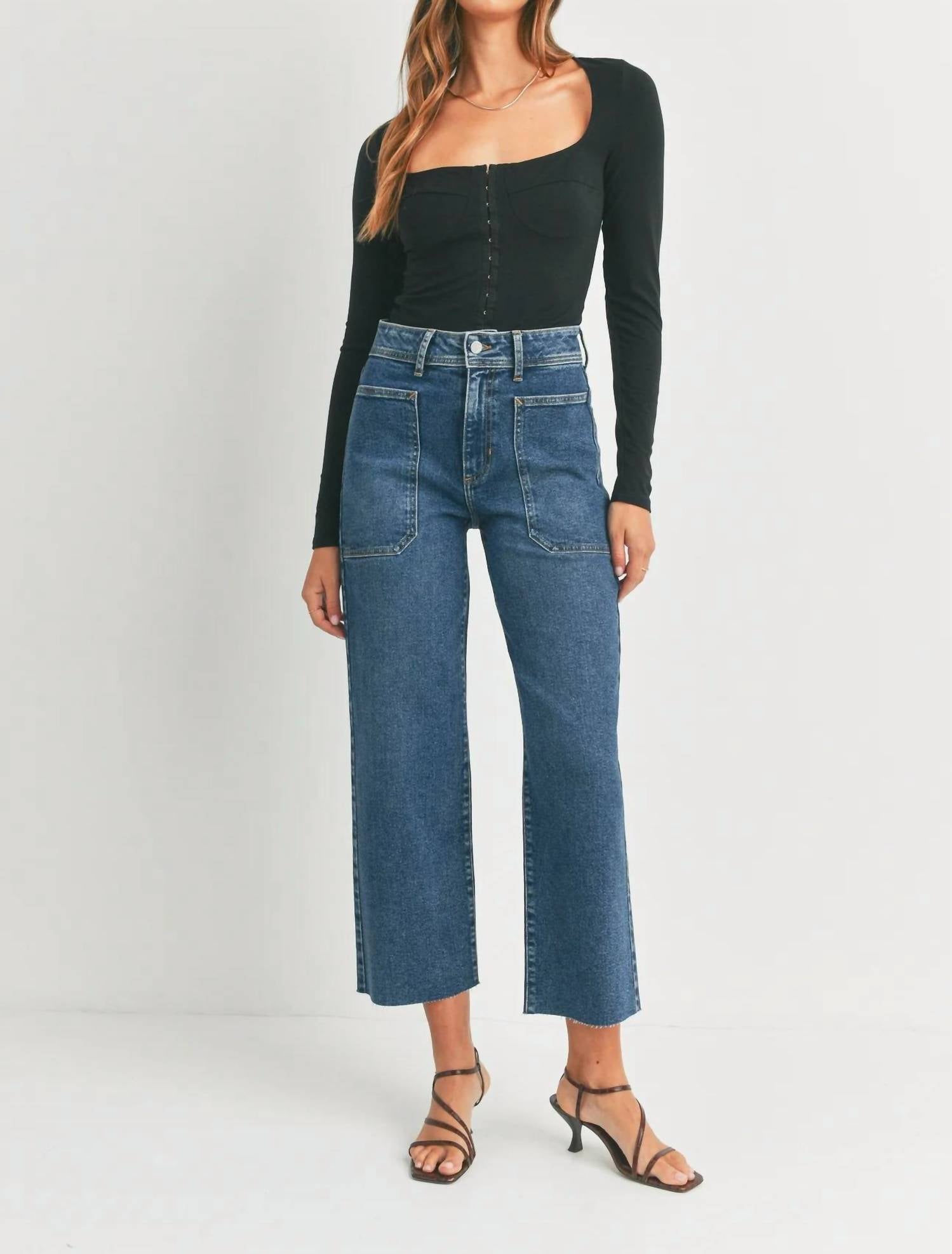 

Морские широкие джинсы из темного денима JUST BLACK DENIM, цвет dark denim