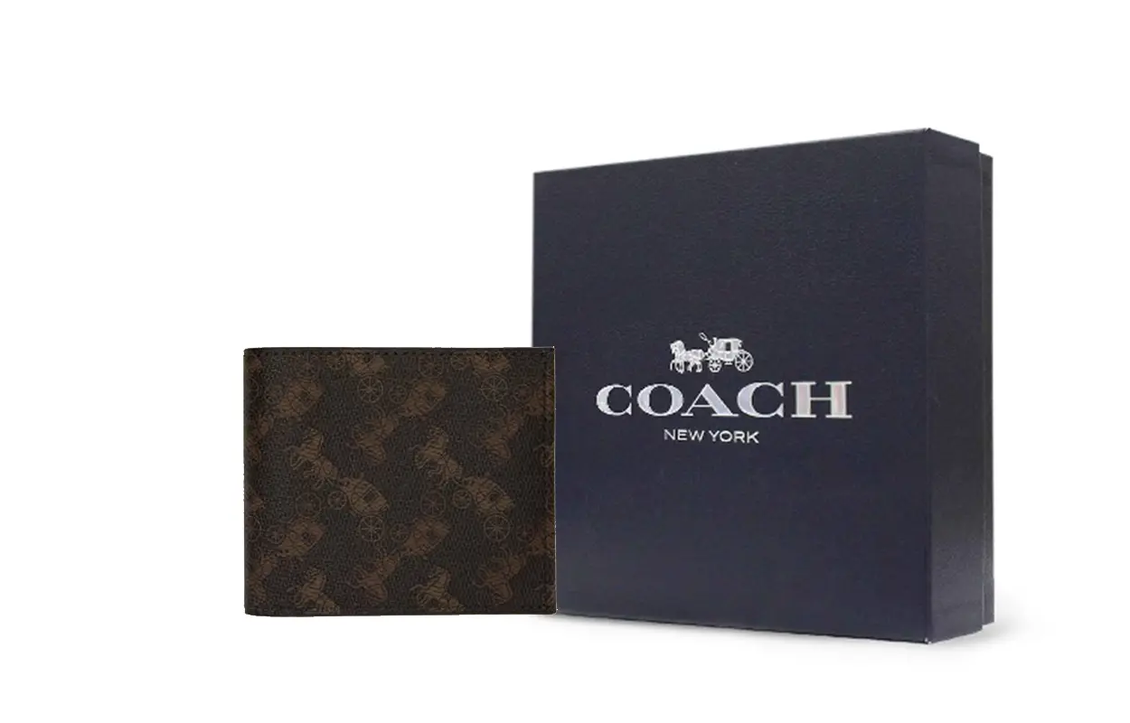 

COACH Мужской бумажник из ПВХ темно-коричневый