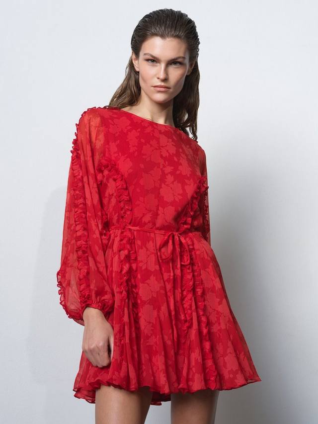 

Кружевное шифоновое мини-платье Kara Floral French Connection, Mars Red/Haute