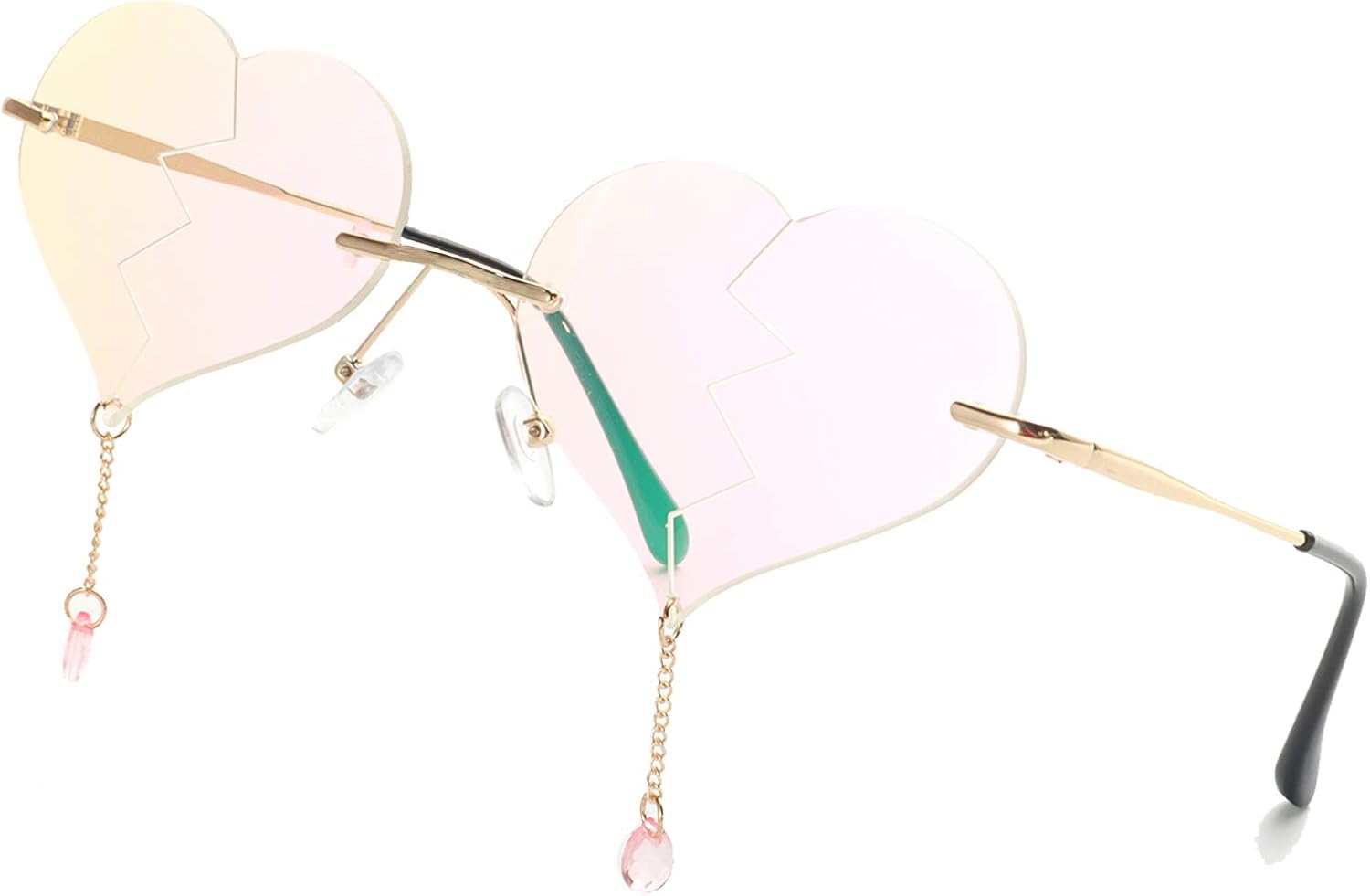 

COTIA/Модные безободковые солнцезащитные очки для женщин 2020 года, ретро-стиль, сердечко, кисточка, панк-стик, мужские безободковые солнцезащитные очки UV400, Pink Film