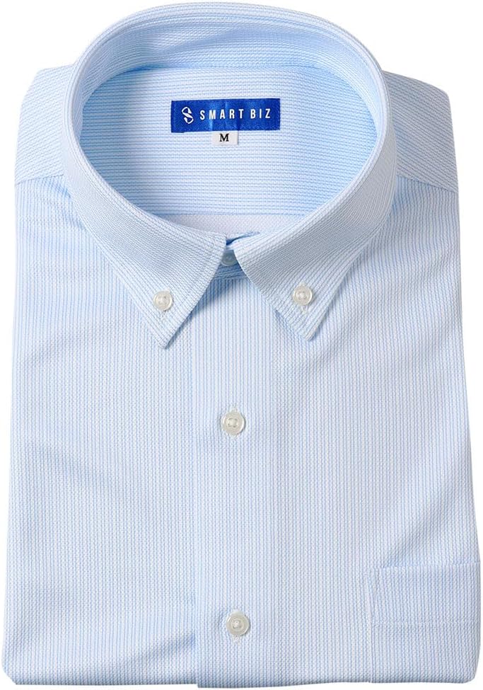 

Мужская рубашка SMART BIZ EXTO20 с коротким рукавом, не требующая глажки, эластичная, гибкая, не скатывается, как рубашка поло, удобная и не прилипает к телу, с хорошей эластичностью Cool Biz Stretch, синий