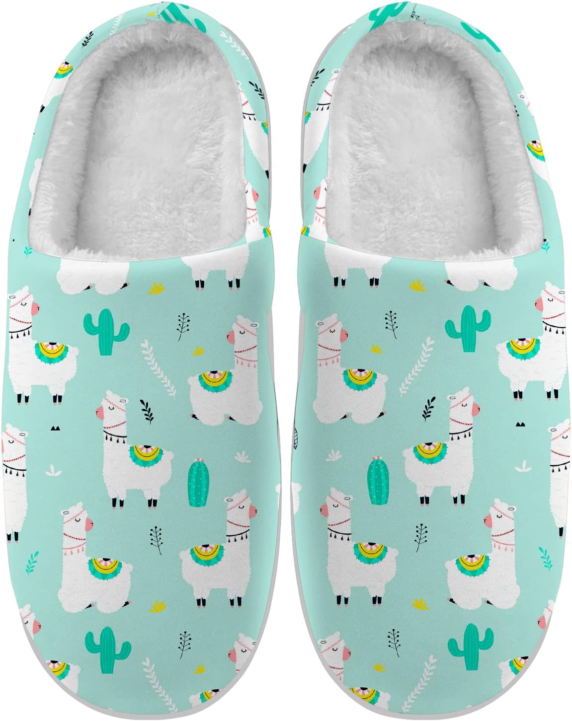 

Тапочки Ciadoon Llama для женщин и мужчин, домашние тапочки с эффектом памяти, пушистые, противоскользящие, зимние домашние тапочки, подарок, Desert,aqua