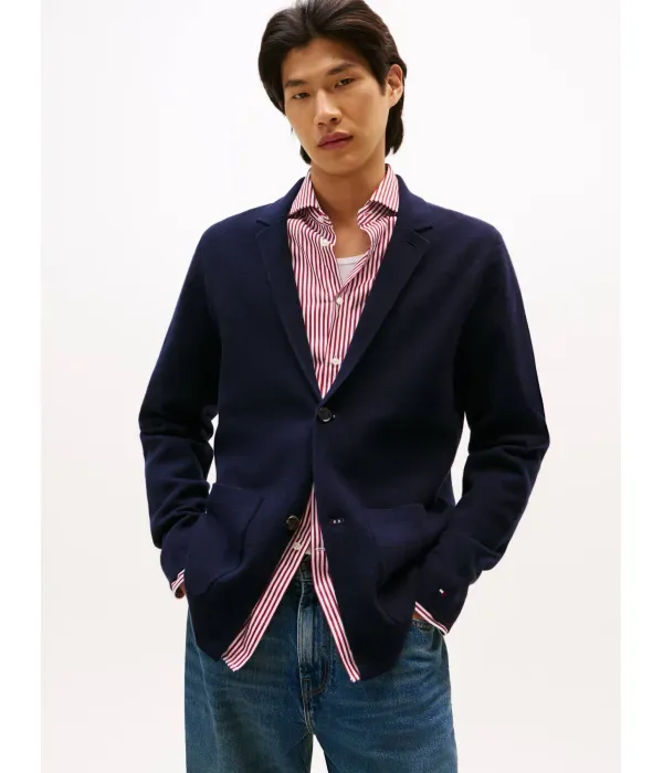 Шерстяной кардиган regular fit Tommy Hilfiger, темно-синий