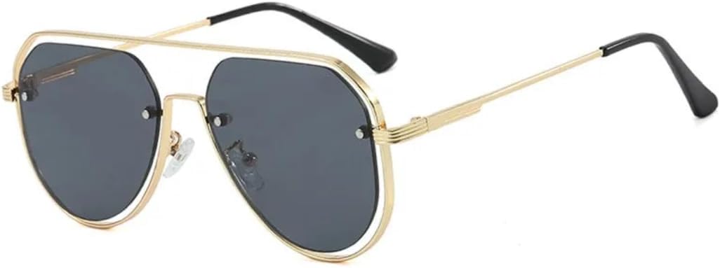 

Солнцезащитные очки с защитой UV400 | Полая металлическая оправа большого размера | Для женщин и мужчин | Для занятий спортом на открытом воздухе и вождения DSVIGF, Gold Gray