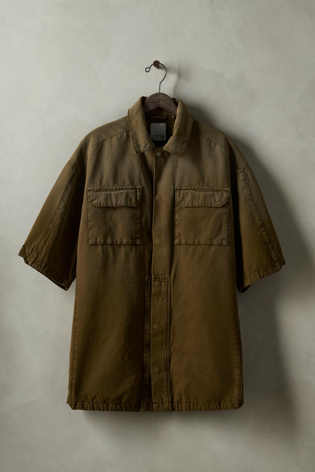 

Застиранная холщовая верхняя рубашка x sr_a ZARA, оливково-зеленый