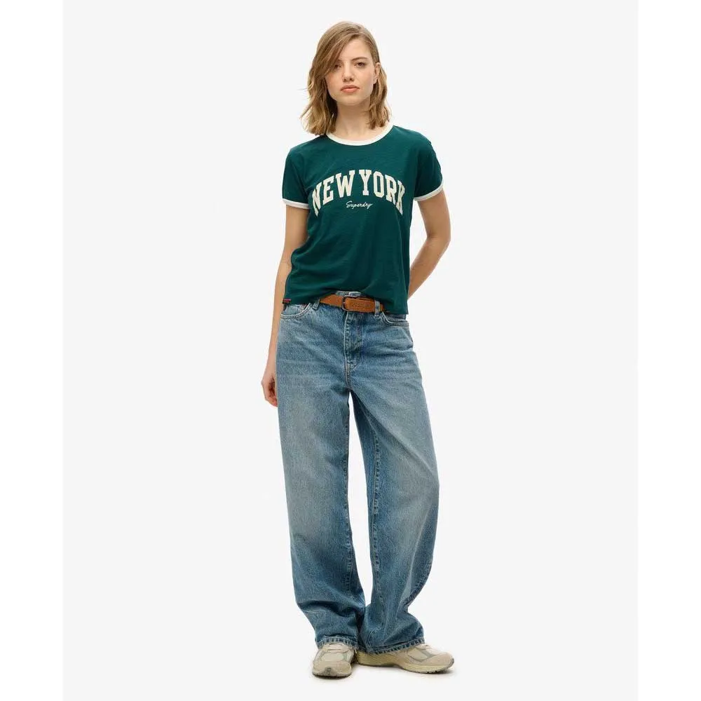 Футболка с коротким рукавом Superdry Ath Ess Ringer Fitted, зеленый — фото 4