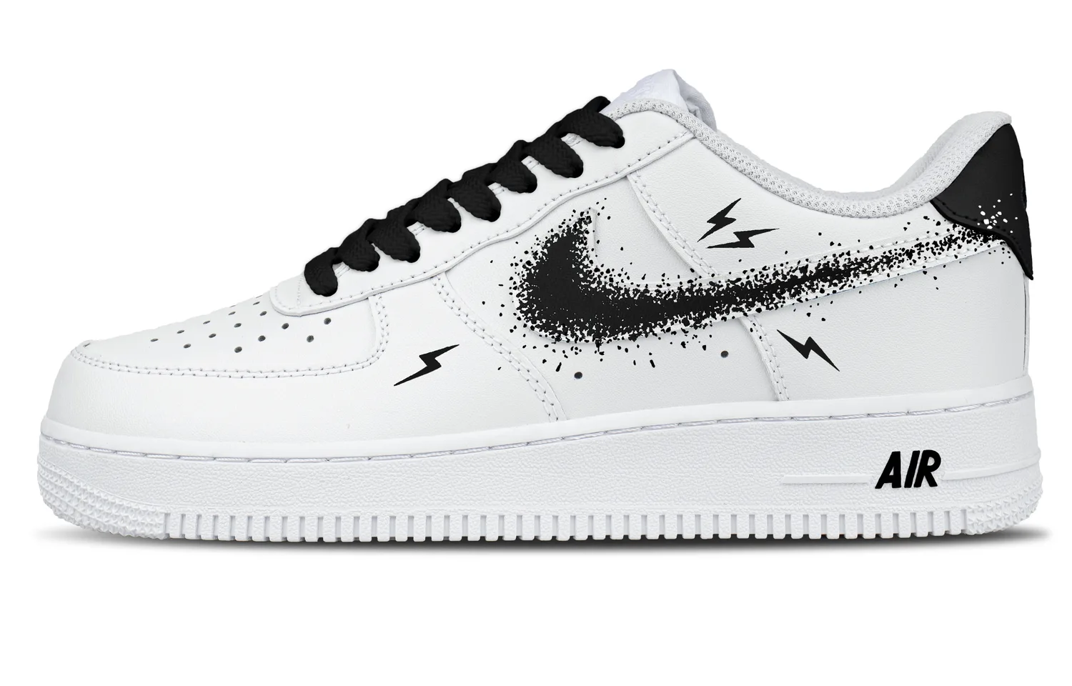 Nike Кроссовки мужские Air Force 1 Lightning Particle Leather Abrasion Resistant Low top черно-белые