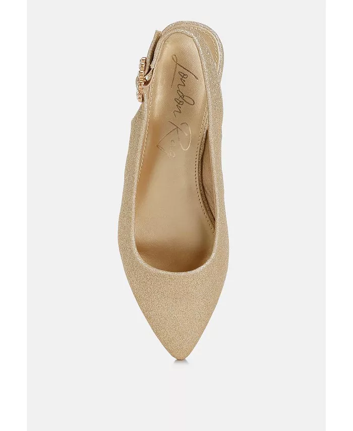 Giora Glitter Slingback Туфли на плоской подошве женские босоножки London Rag, золото — фото 4