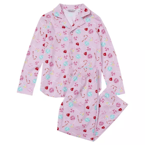 

Комплект пижамы из фланели: топ и брюки Lands' End, цвет guava pink lollipop