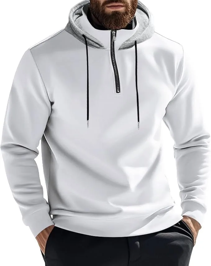 

Мужская худи с подкладкой из флиса, стойка, длинный рукав