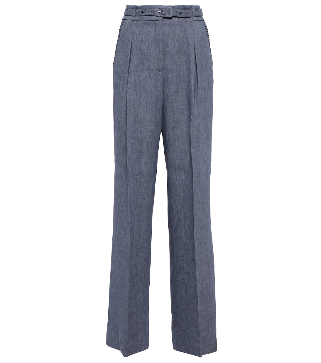 

Льняные брюки с высокой талией Gabriela Hearst, Light Blue Denim