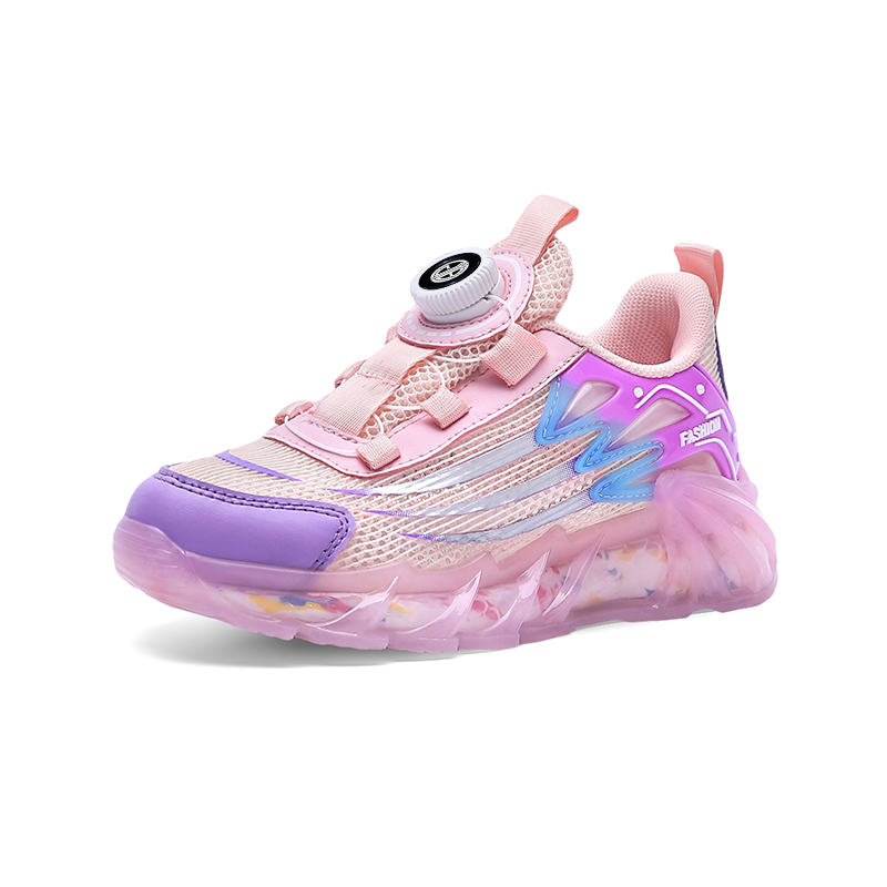 

Нескользящие, дышащие, легкие, амортизирующие низкие детские кроссовки для бега Yi Jiabao, розовый/фиолетовый