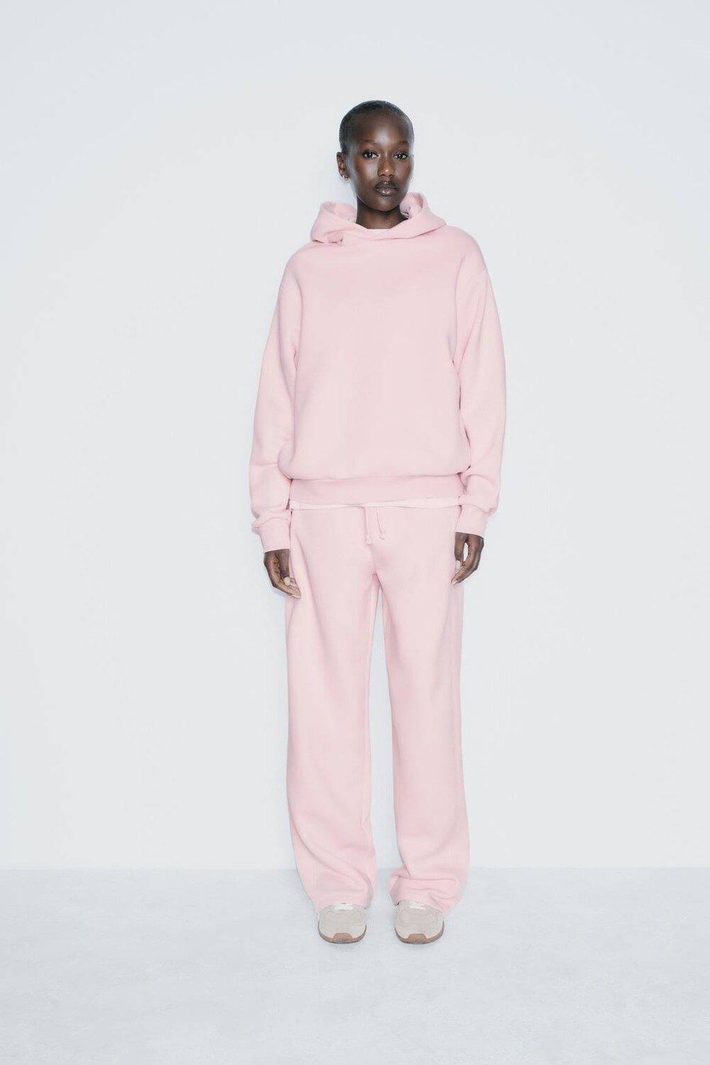 

Плюшевые широкие брюки ZARA, бледно-розовый