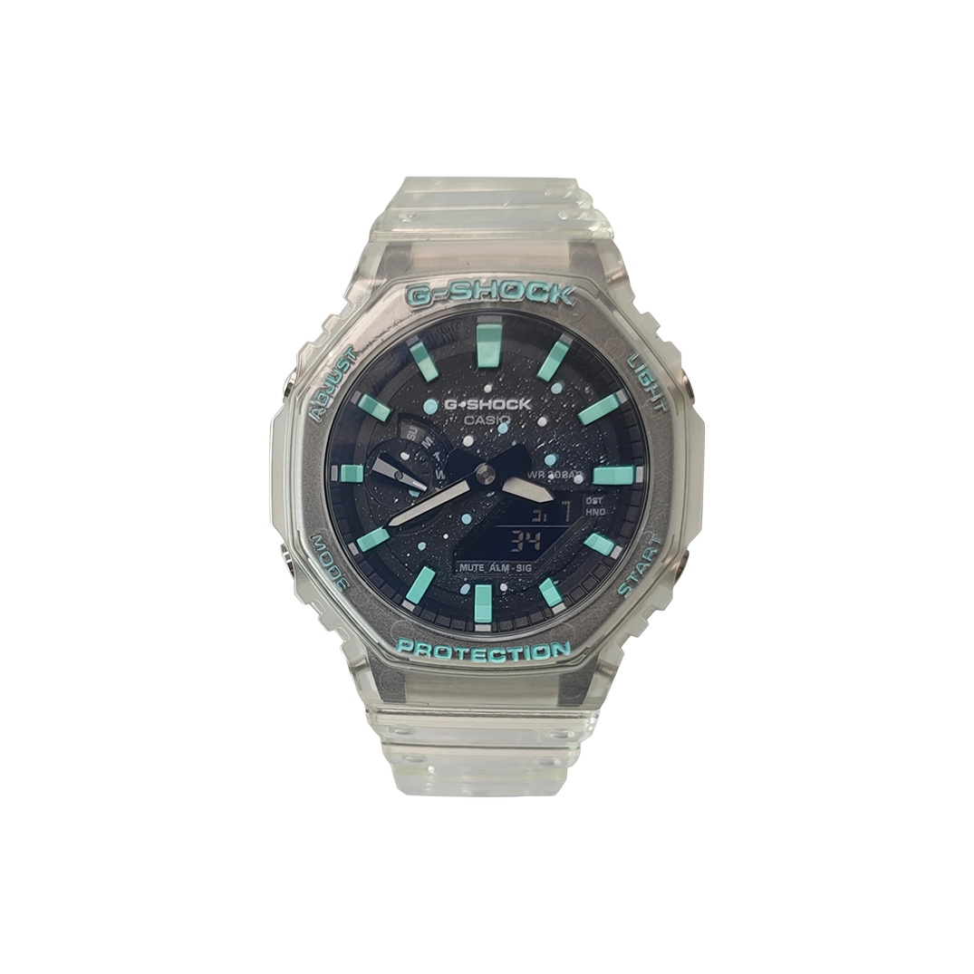 

CASIO Часы Men Liquid Crystal/Analog Dual Display Series Black Watch, Ice Blade Timney Ink Splatter