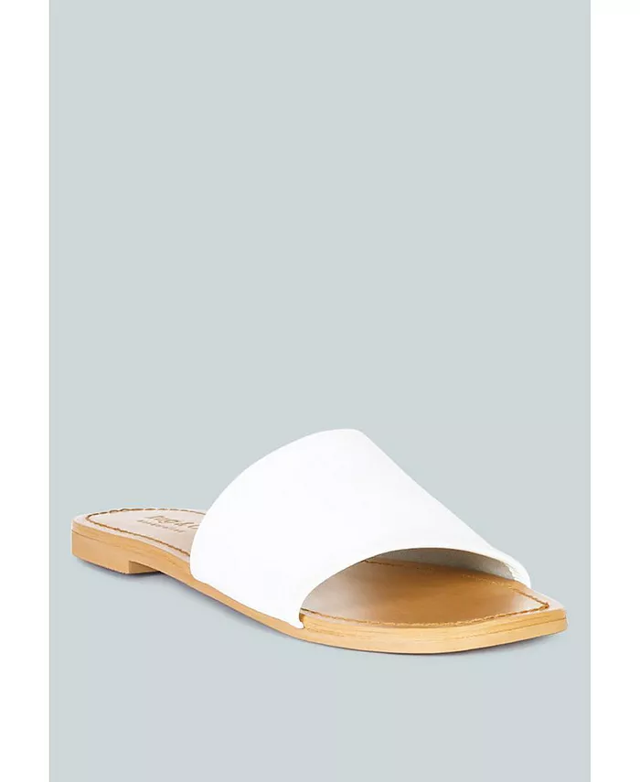 Татами Черные Кожаные Классические Сланцы Flats Rag & Co, белый