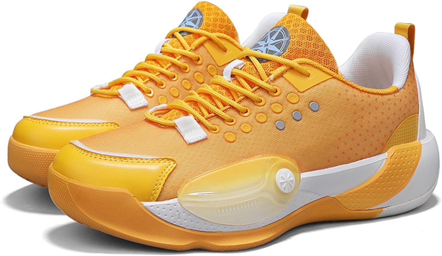 

Мужские спортивные кроссовки средней высоты с сеткой, дышащие, на шнуровке, модные, с толстой подошвой, амортизацией и противоскользящей подошвой, подходят для тренировок, уличного баскетбола и бега Qaoterod, оранжевый