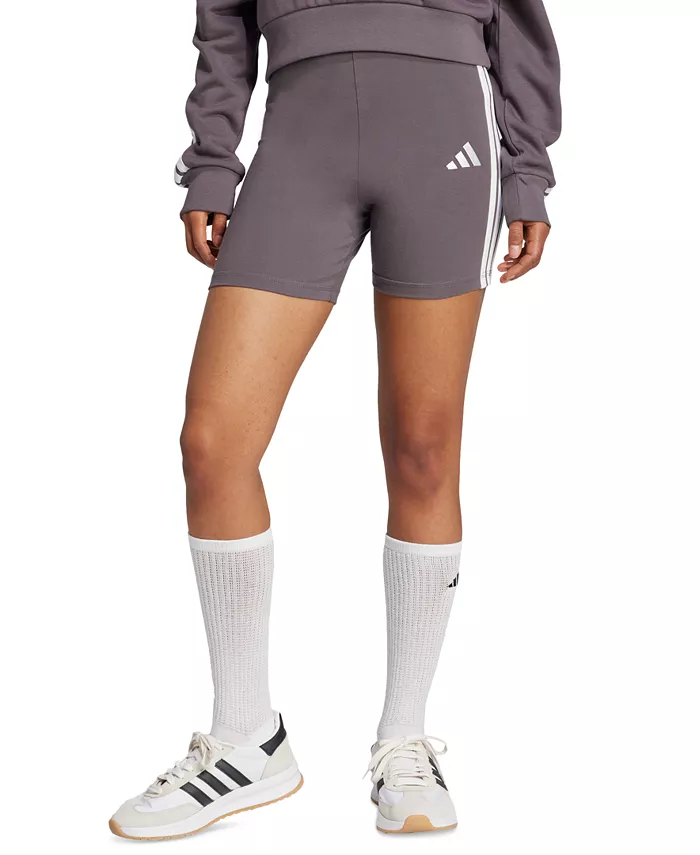 

Женские базовые велосипедные шорты с высокой посадкой и 3 полосками adidas, серый