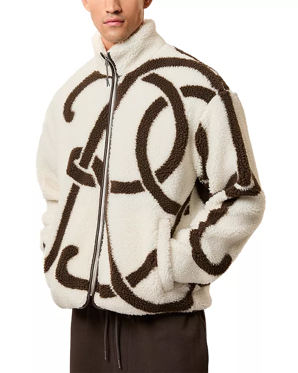 

Куртка Kidd из жаккардового флиса на молнии спереди Reiss, белый