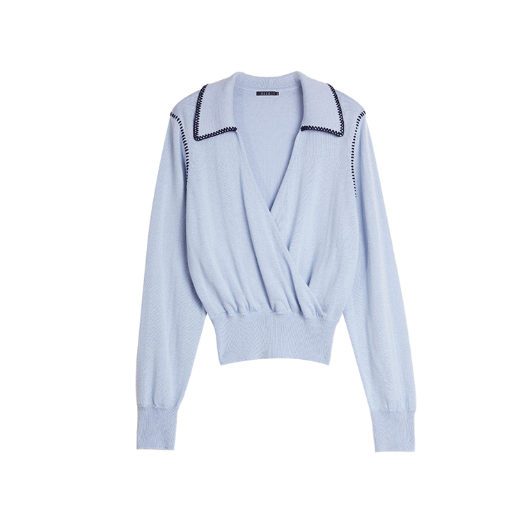 

ELLE Свитер женский синий V-образный вырез тонкий кардиган