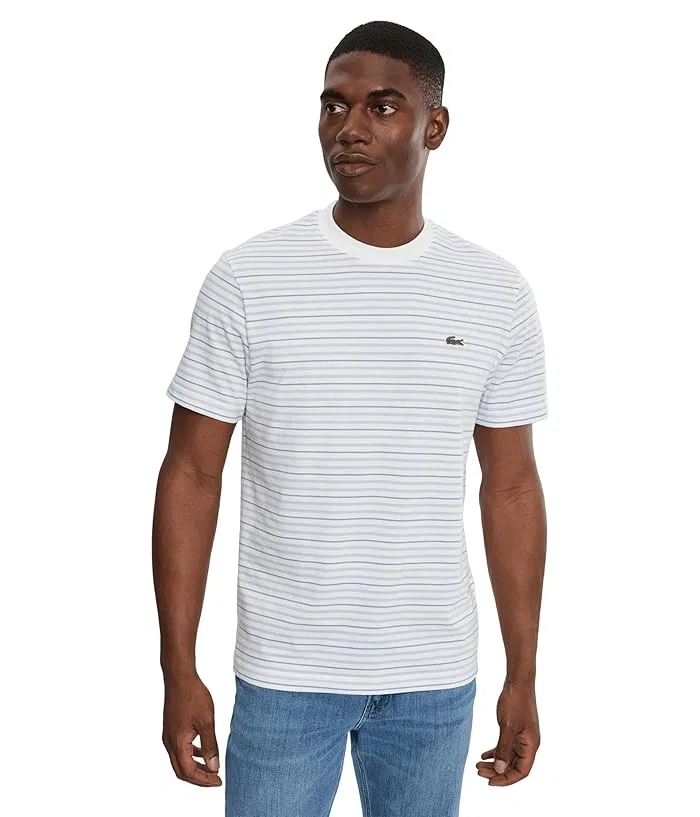 Футболка полосатая Striped Cotton T-Shirt Lacoste, Light Blue/White