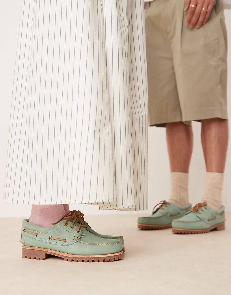 Туфли-лодочки Timberland Authentic с тремя парами люверсов пастельно-зеленого цвета