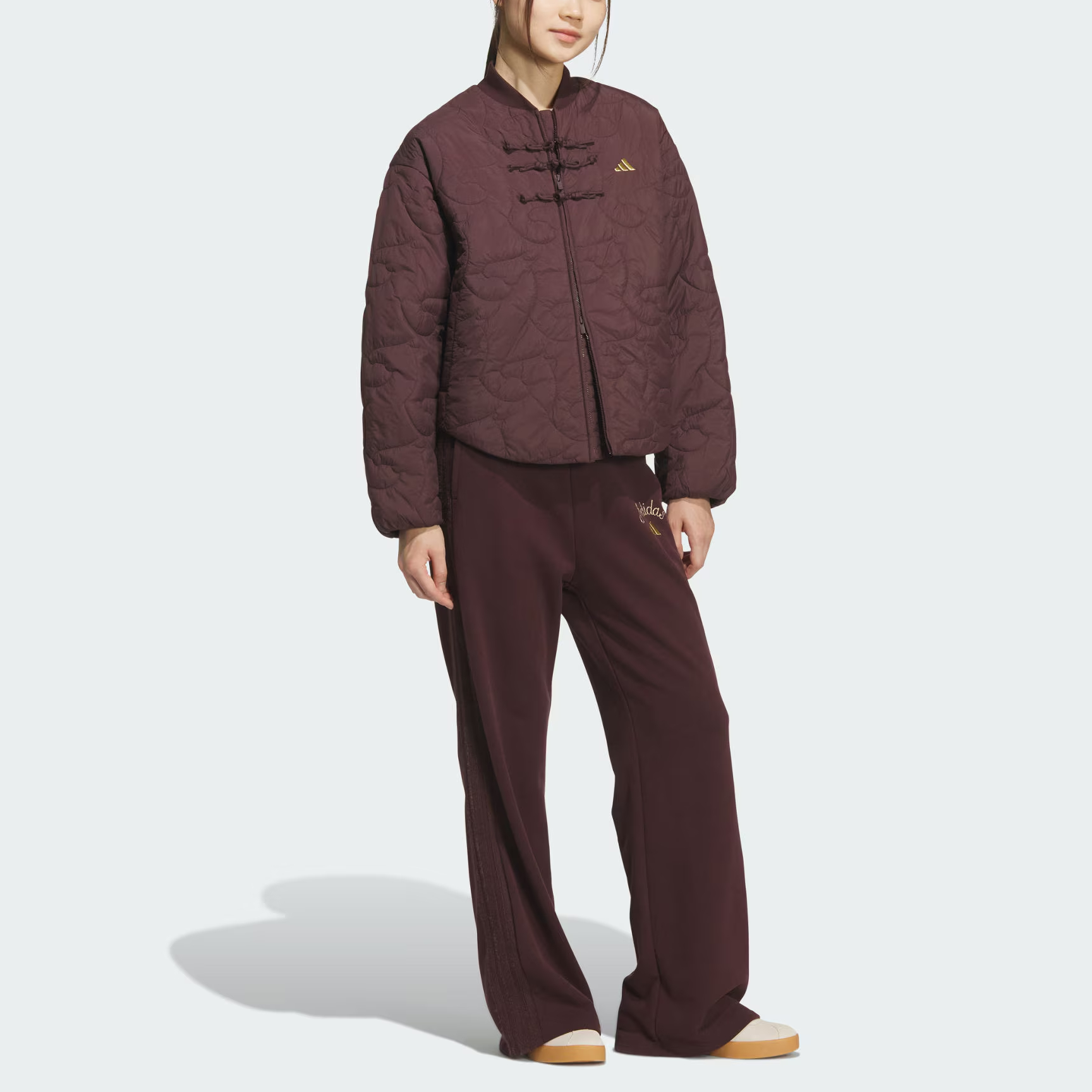 Пуховик женский Adidas, красный коричневый/золотой — фото 3