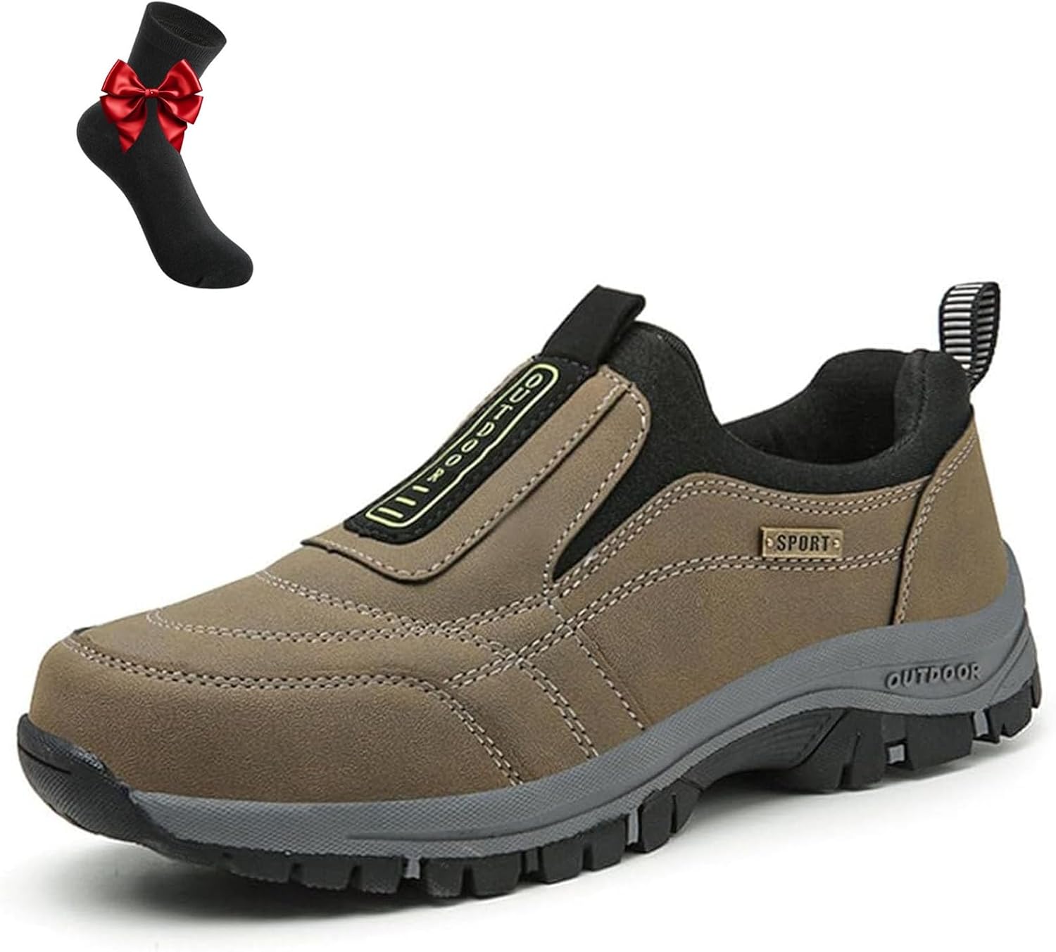 

Мужские удобные водонепроницаемые дышащие ортопедические прогулочные туфли, ортопедические прогулочные туфли слипоны для походов для мужчин Generic, коричневый