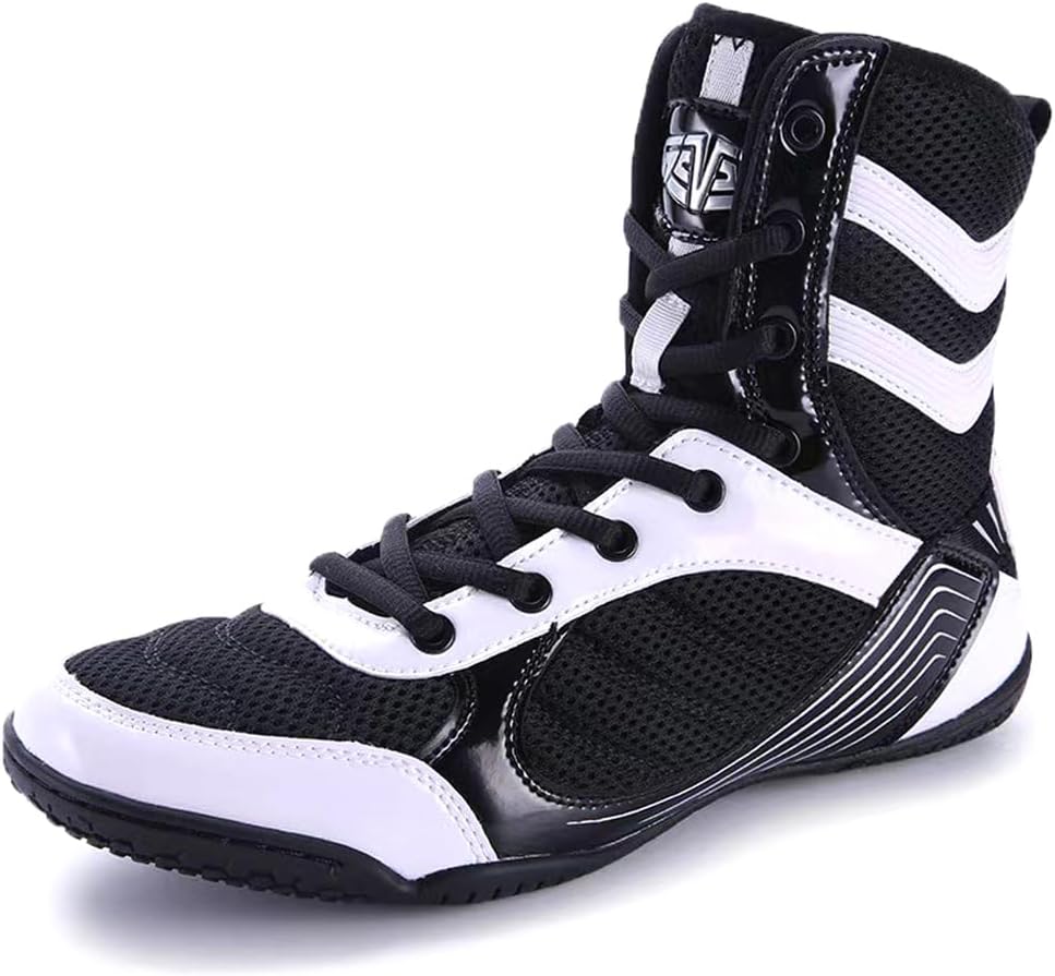 

Высокие боксерские ботинки для мужчин, легкие борцовские кроссовки с резиновой подошвой для подростков, Муай Тай, кикбоксинг, спарринг Hiuzylqx, черный