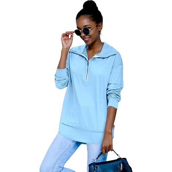 

Женский свитшот с воротником-воронкой на молнии Anna-Kaci, Blue, Синий, Женский свитшот с воротником-воронкой на молнии Anna-Kaci, Blue