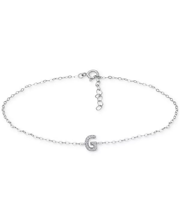 

Браслет на лодыжку с инициалами из стерлингового серебра, украшенный кубическим цирконием, созданный для Macy's. Giani Bernini, g