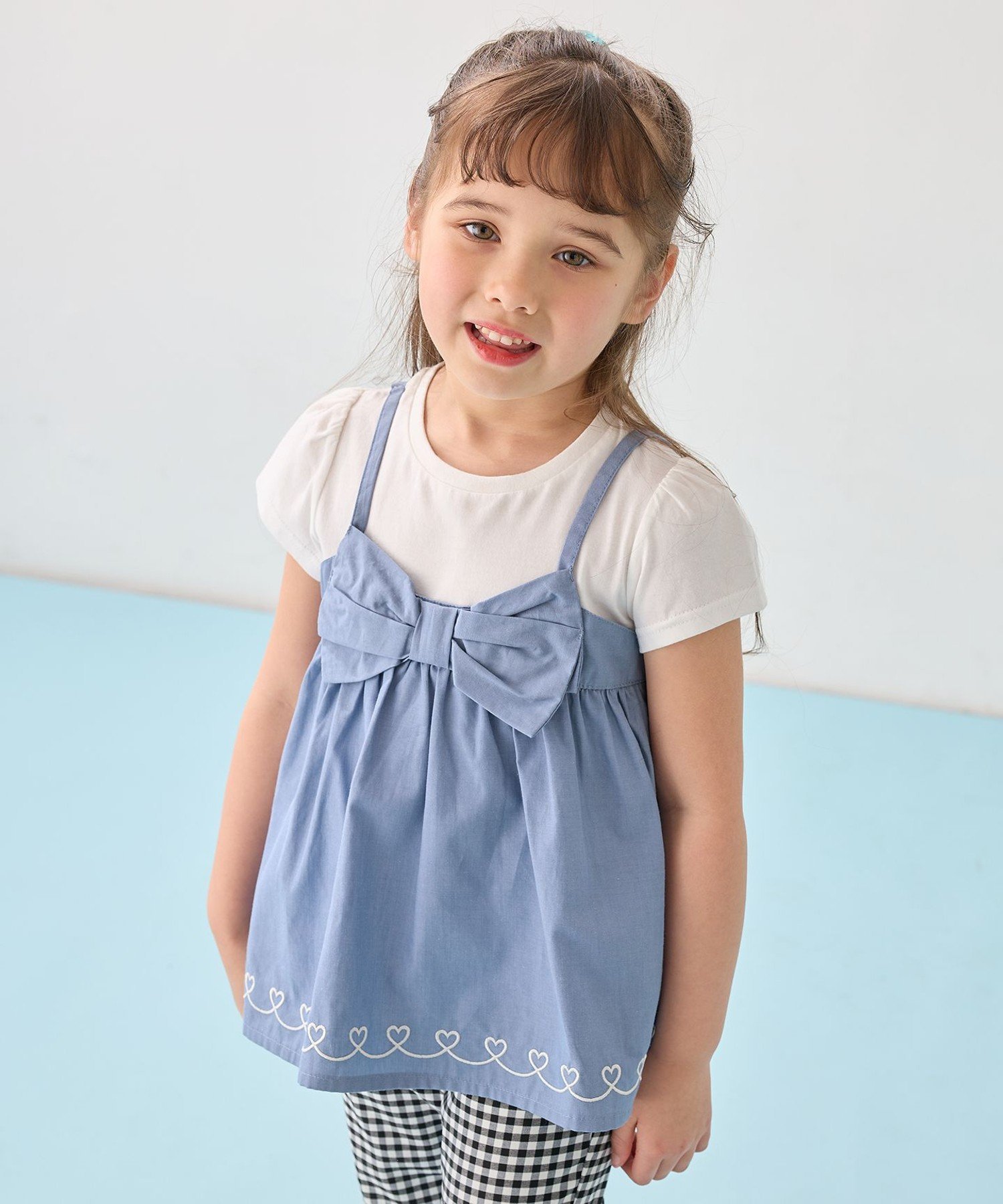 Футболка с изображением камизоля и стыковки ANY KIDS, Denim [070]