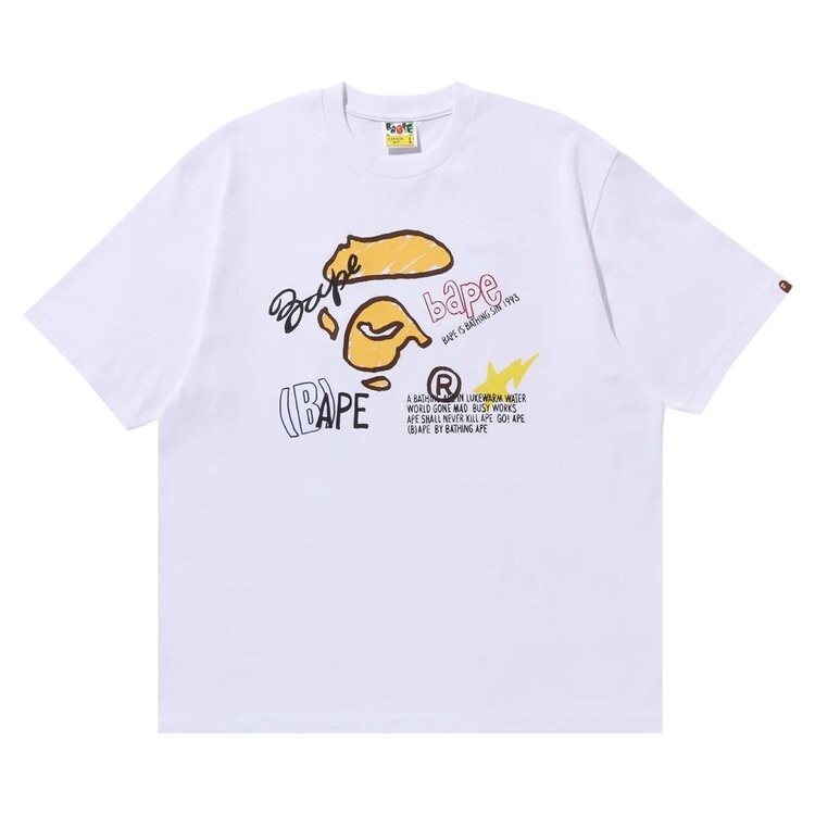 

Футболка BAPE Hand Draw Graphic Relaxed Fit 'White', белый
