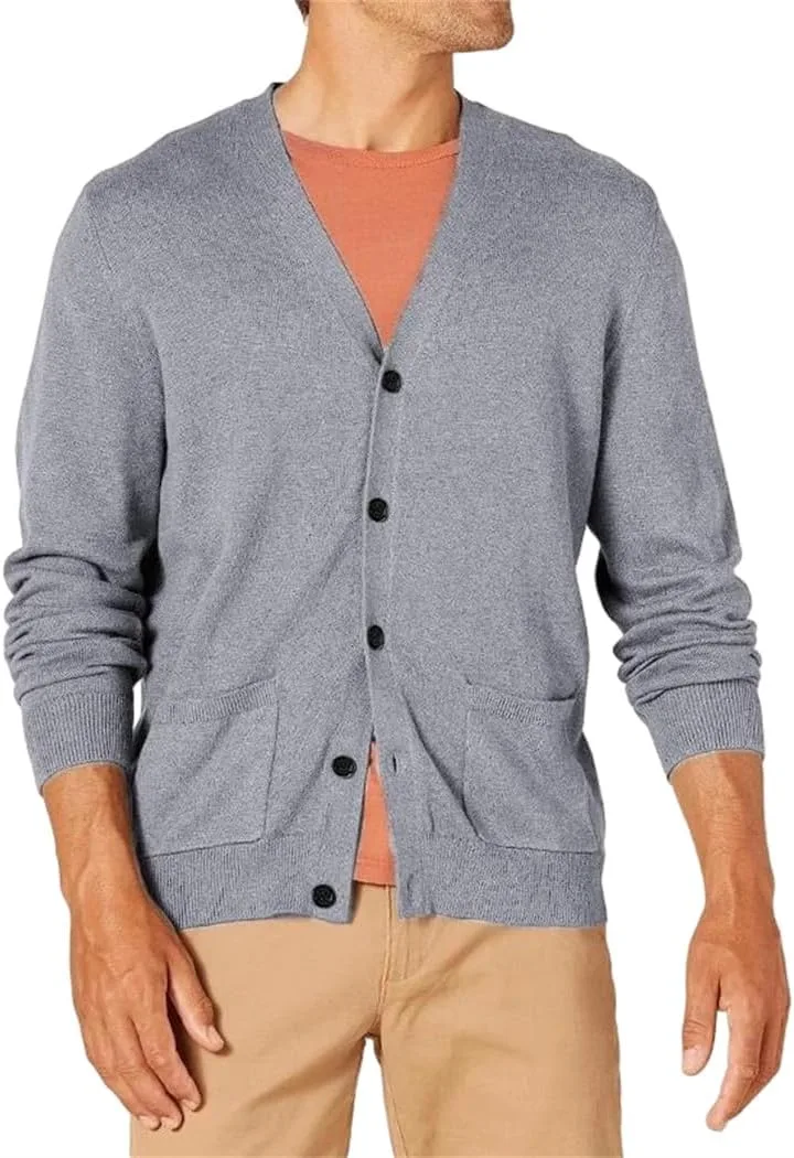 

Мужской кардиган V-образного выреза с длинными рукавами и карманами