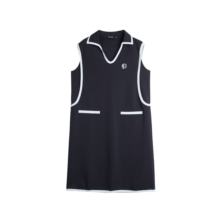 

ELLE Женское платье без рукавов Navy Blue с U-образным вырезом, средней длины