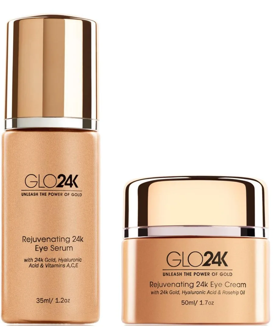 GLO24K Омолаживающий крем и сыворотка для глаз с 24-каратным золотом