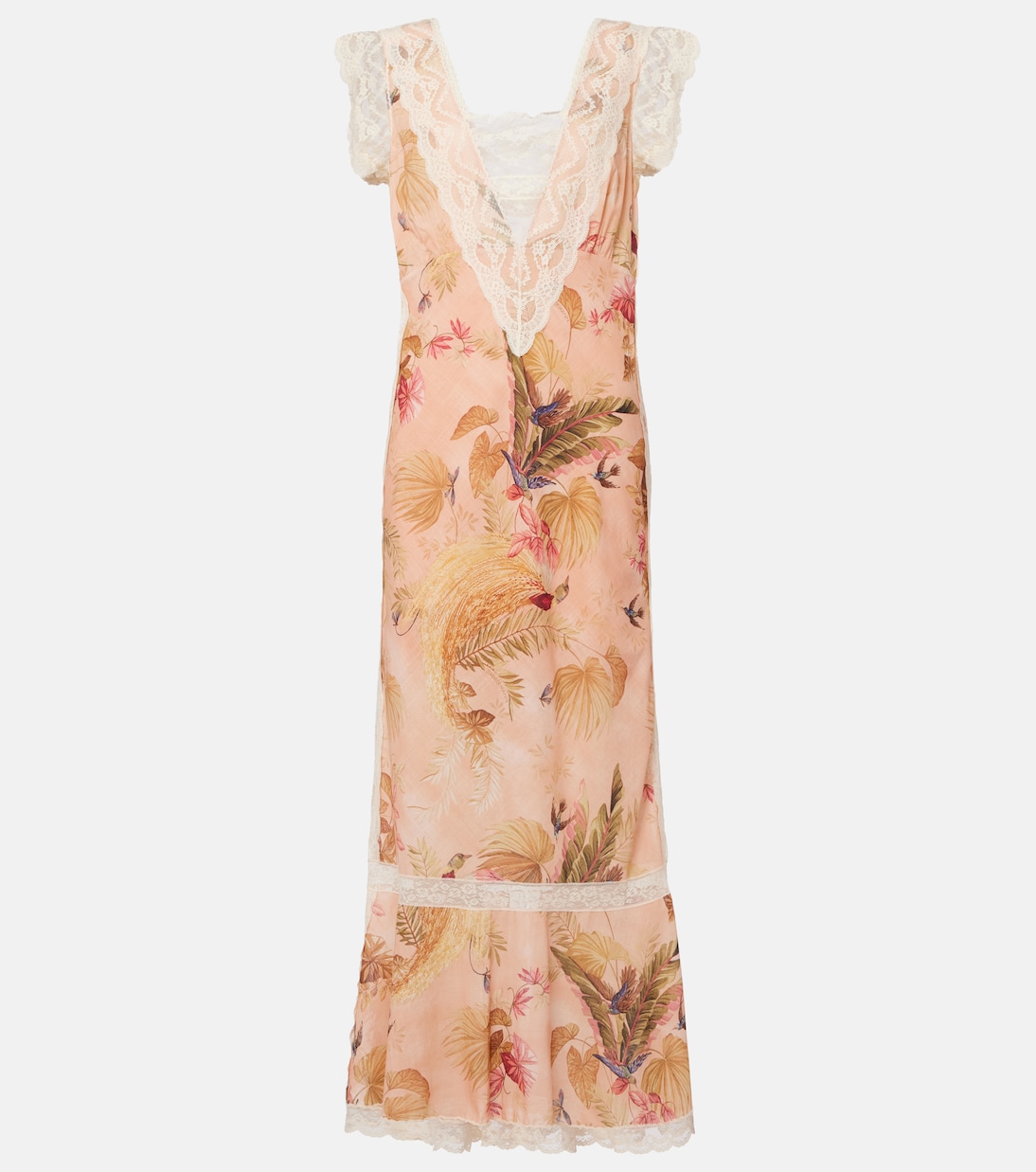 

Асценшен цветочное хлопковое платье миди Zimmermann, Pink Palm Floral