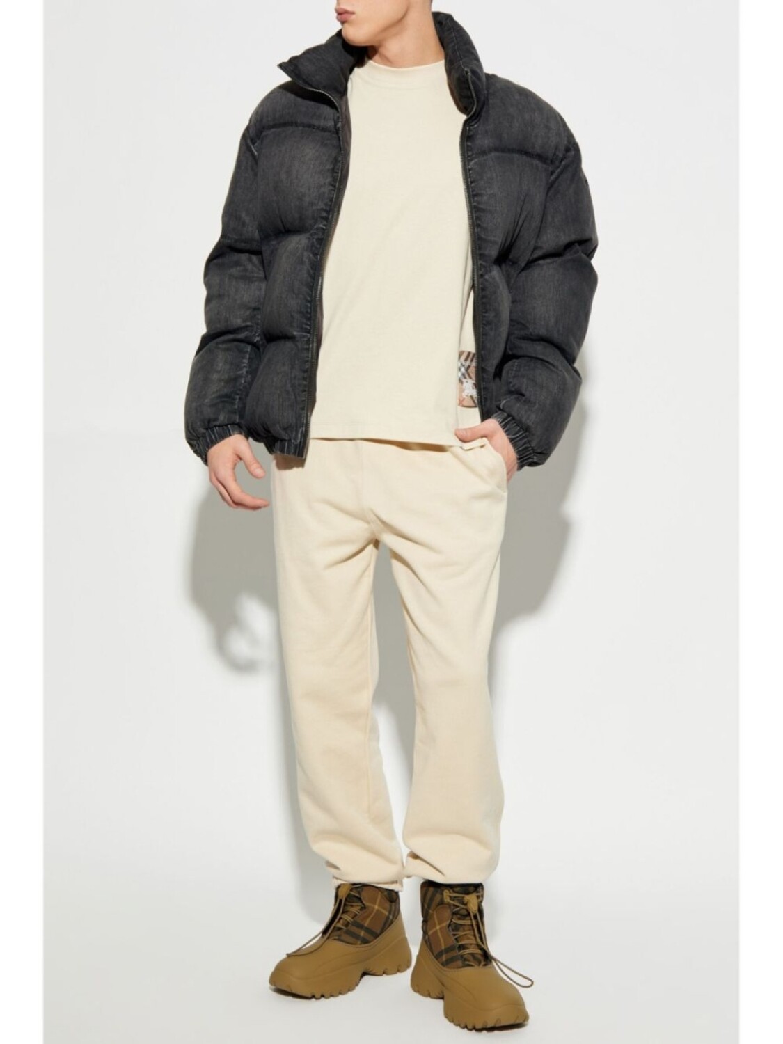 Спортивные штаны Burberry Хлопок Check Label, нейтральный цвет — фото 2
