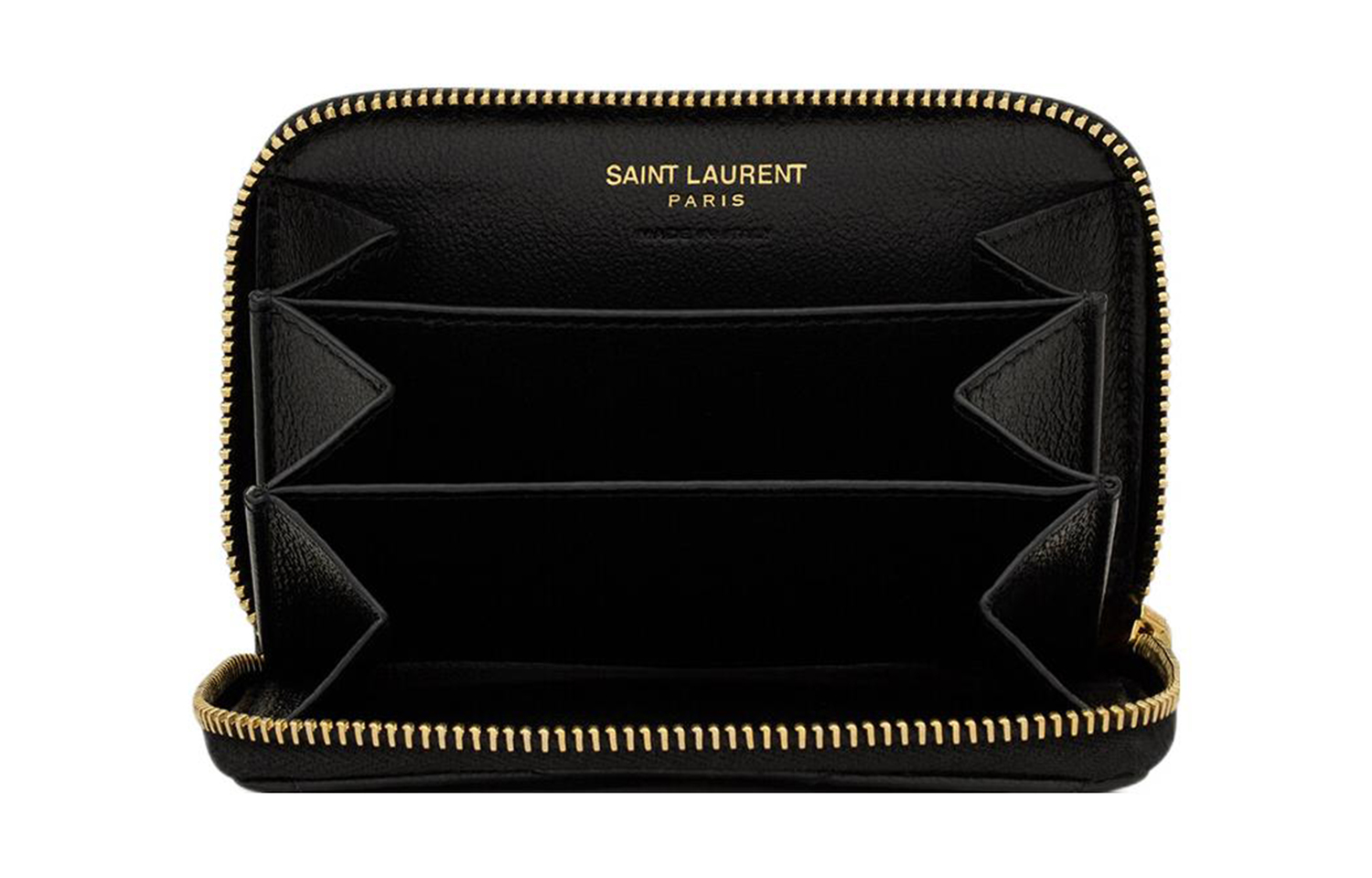SAINT LAURENT Женский бумажник из ягнёнка чёрный — фото 4